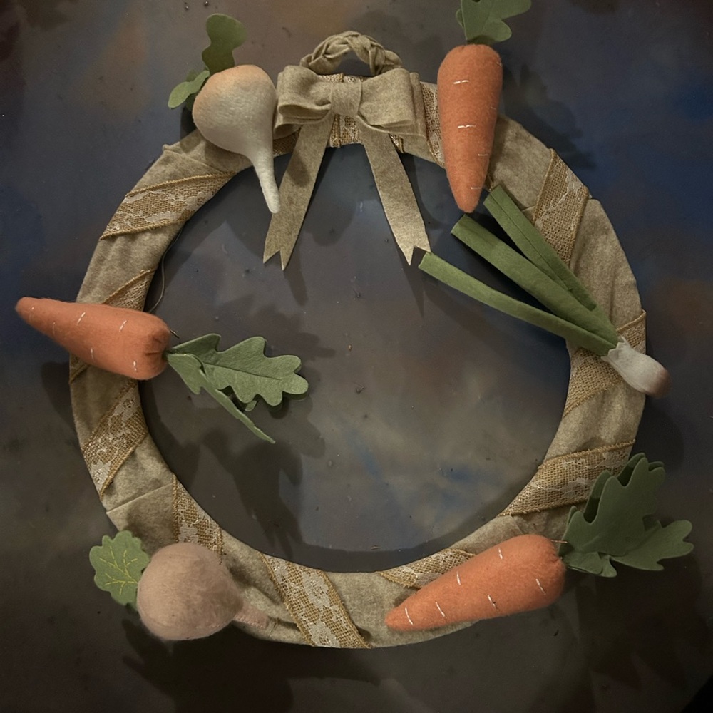 Rustic Felt Vegetable Wreath for Easter